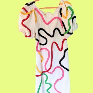 Mara Hoffman Namari Dress in White Multi Embroidery (Size Small / 4)